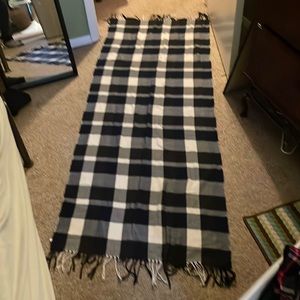 Plush wide scarf 70 by 27   Used once. Clean home.  Black and white check.
